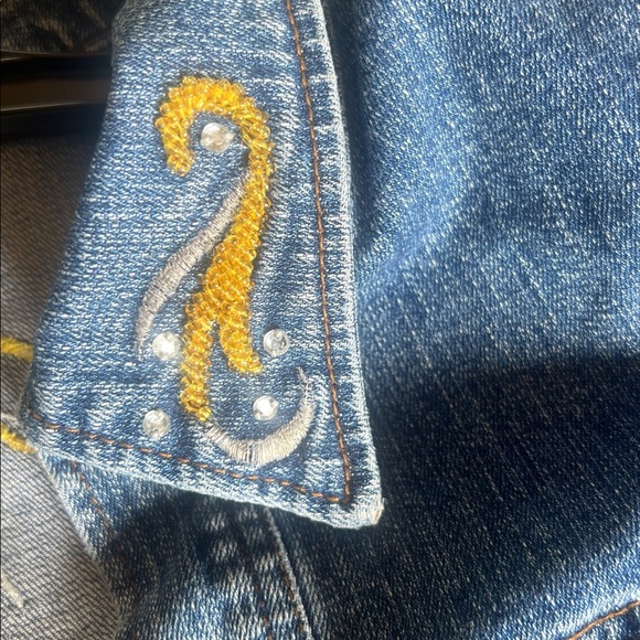 PATTI LA BELLE Blue Embellished Rhinestone
Beads Country Denim Jacket Women's 2X - Picture 7 of 9